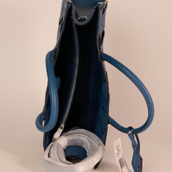 Michael Kors Scarlett Medium Woven Leather Satchel in DK CHAMBRAY - NWT - Picture 4 of 5